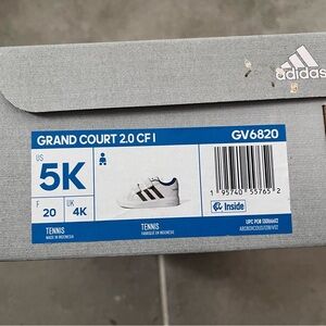 Adidas Kids Grand Court 2.0 Shoes - White and Black size 5K